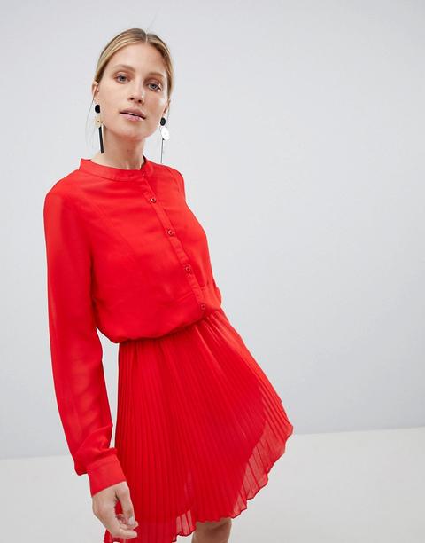 Vestido Rojo Con Diseño Plisado De Unique 21