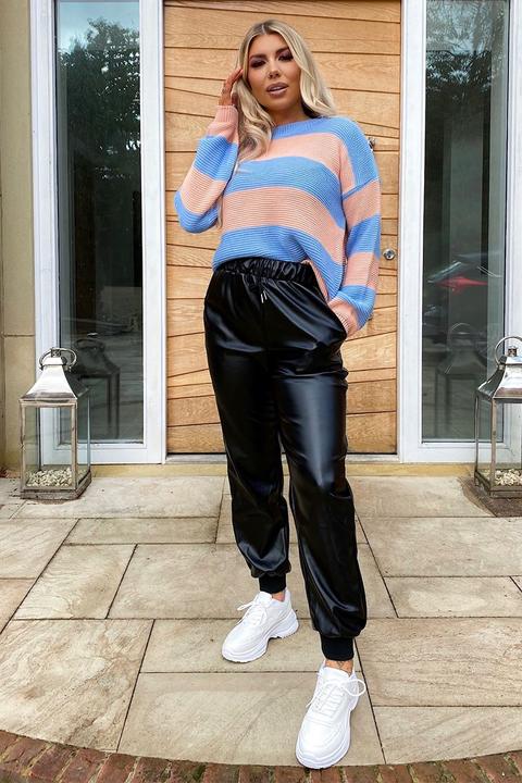 Black Joggers - Olivia Bowen Black Faux Leather Joggers