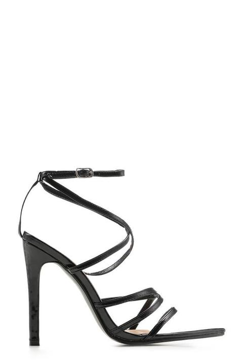 black strappy barely there heels