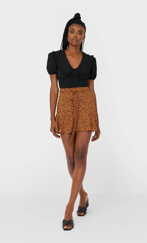 Stradivarius Skort Morbido Stampato Femminile Cammello Chiaro Xs