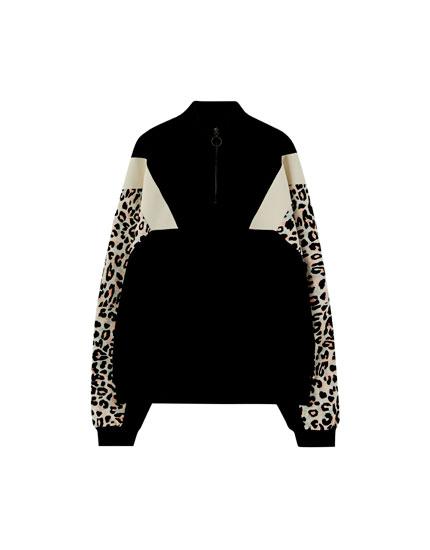 Sudadera Paneles Leopardo