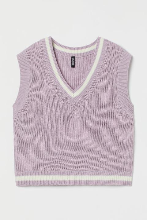 Suéter Sin Mangas En Canalé - Púrpura