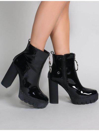 Legassy Platform Ankle Boots In Black Patent