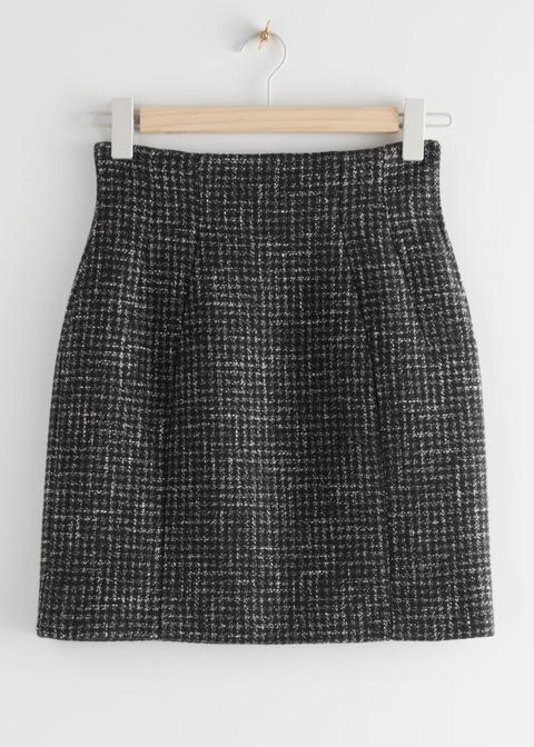 Wool Blend Mini Skirt - Black