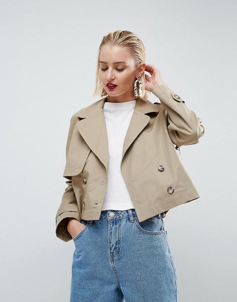 Gabardina Corta De Estilo Militar De Asos White