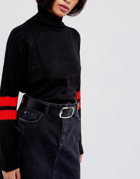 Asos Design - Cintura Per Jeans In Pelle - Nero