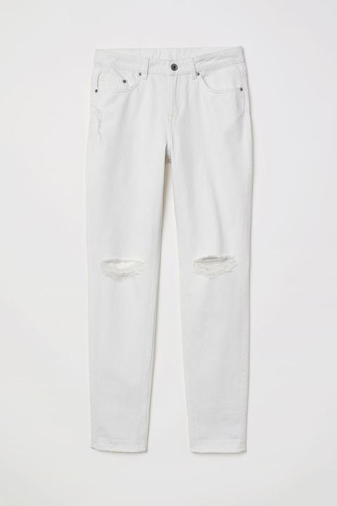 Boyfriend Slim Low Jeans - Blanco