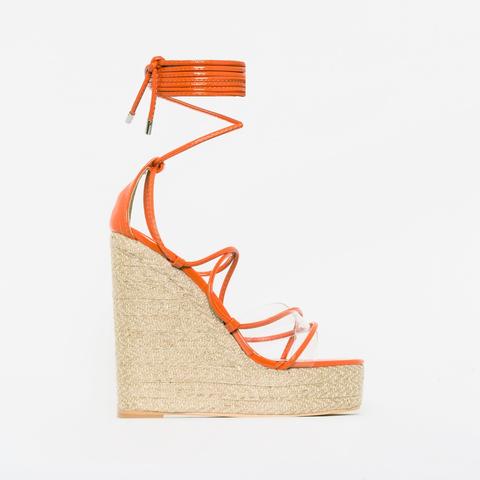 Orange lace 2025 up wedges