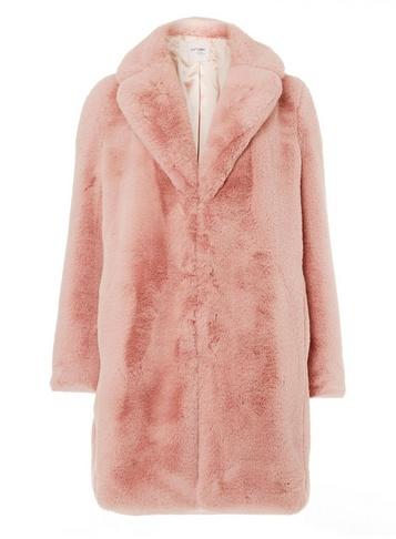 Womens Pink Faux Fur Coat- Pink, Pink