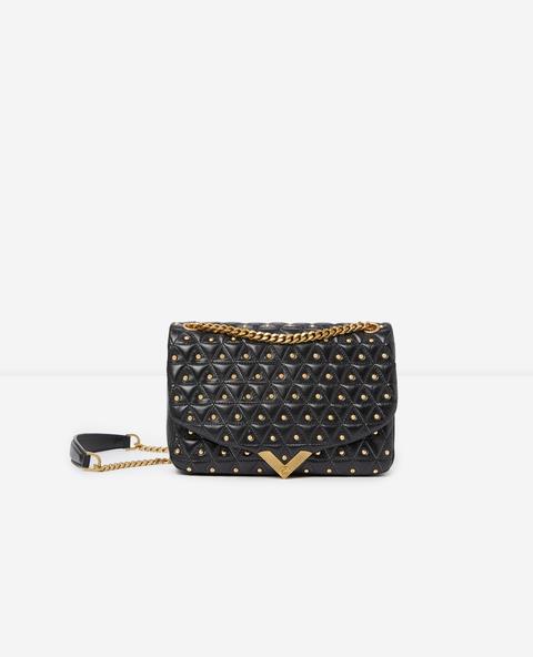 Sac Medium Stella By The Kooples Cuir Noir Studs Dorés