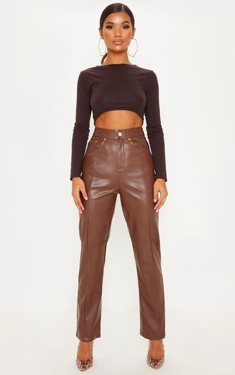 straight leg faux leather pants