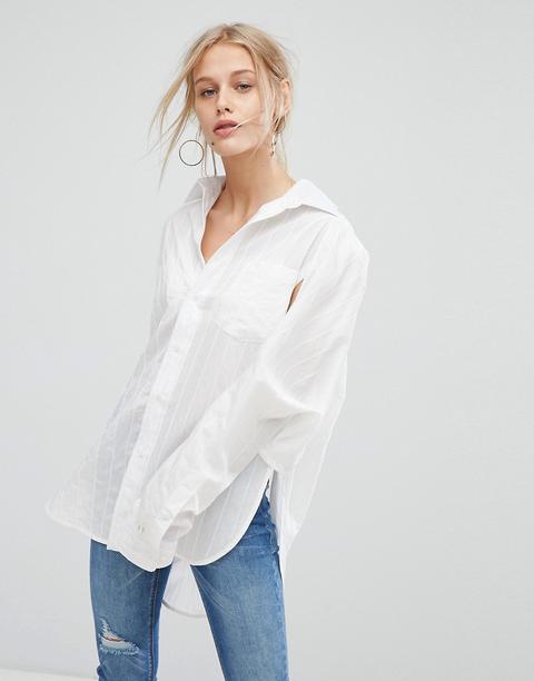 Camisa Blanca Con Rayas Finas De Current Air