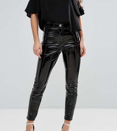 Asos Petite - Rivington - Jegging Taille Haute Effet Vinyle - Noir