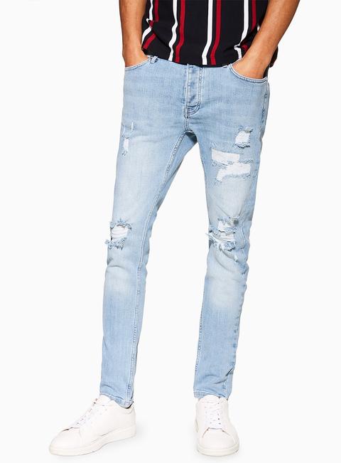 Mens Stonewash Slim Rip And Repair Jeans, Stonewash