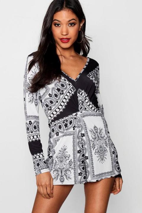 Bandana Print Plunge Playsuit