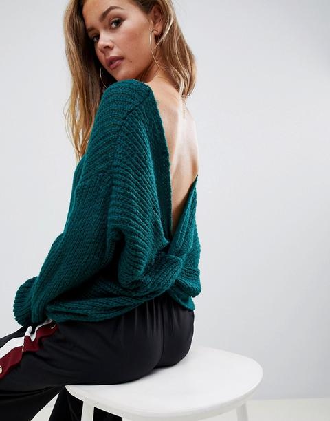 Missguided - Maglione Verde Con Retro Attorcigliato - Verde