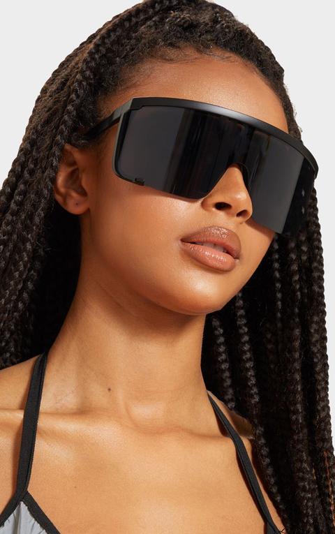 Black Hidden Frame Visor Sunglasses