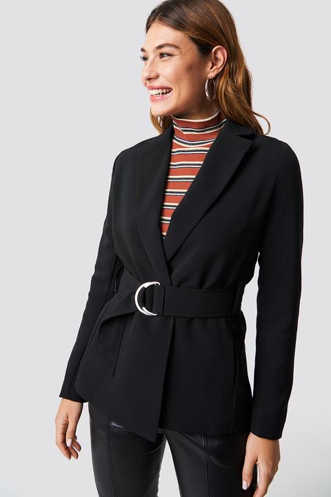 Na-kd Classic Buckle Belted Blazer - Black