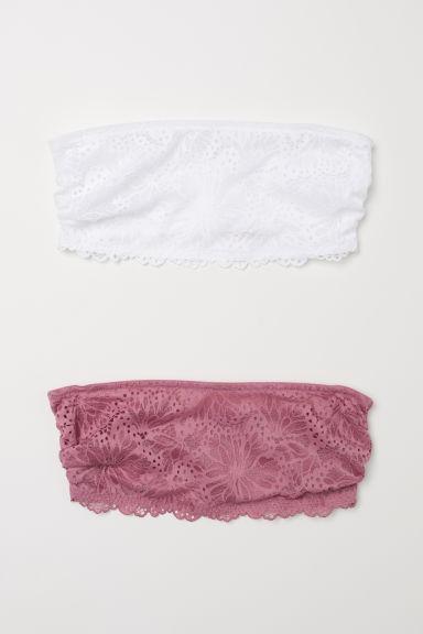 H & M - Reggiseni A Fascia Pizzo, 2 Pz - Rosa