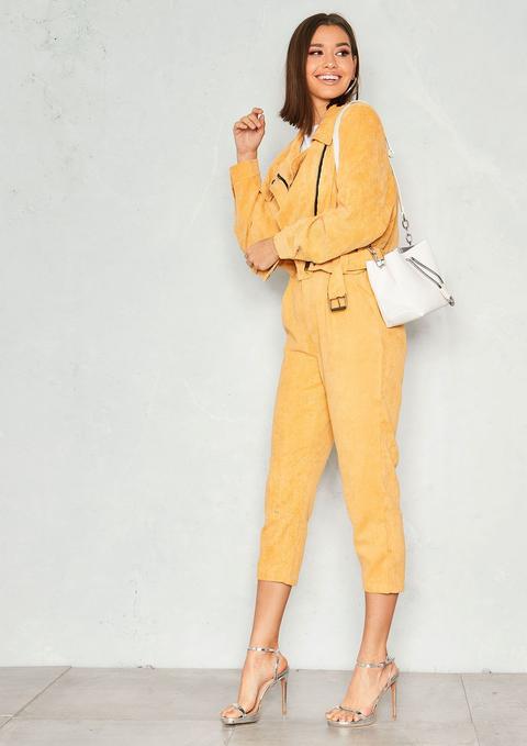Cassie Mustard Corduroy Cropped Trousers