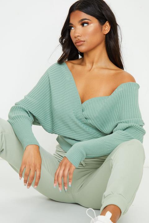green wrap jumper