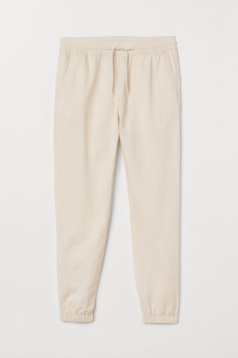 H & M - Joggers In Misto Lino - Beige