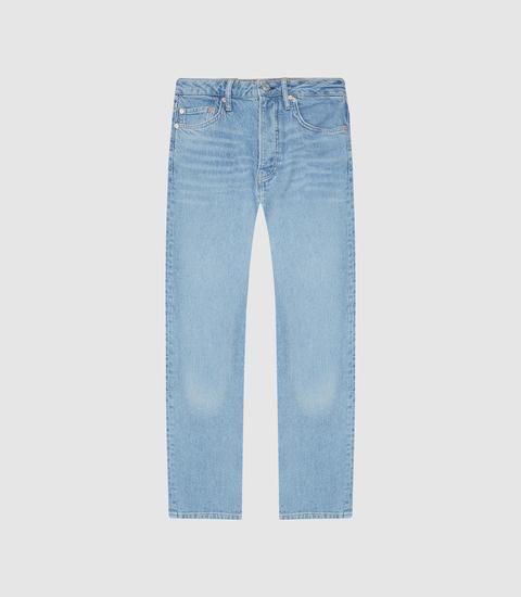 pale blue straight leg jeans