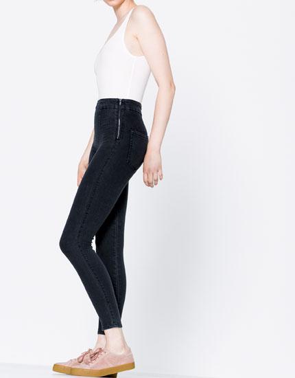 Jeans Tiro Alto Cremallera Lateral