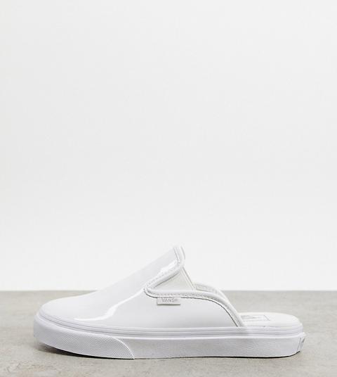 Vans Slip-on Patent Mule Trainers In White Exclusive At Asos