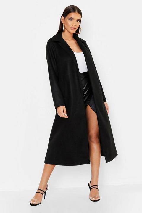 Longline Collared Wool Look Coat