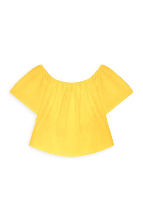 Top Giallo In Crêpe Stile Bardot