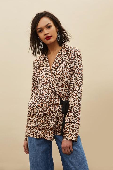 Animal Print Wrap Pyjama Shirt