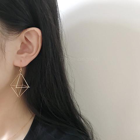 Hollow Geometric Design Drop Earrings 1pair