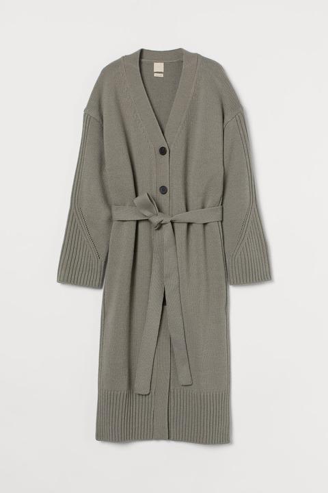 Long Wool-blend Cardigan - Grey