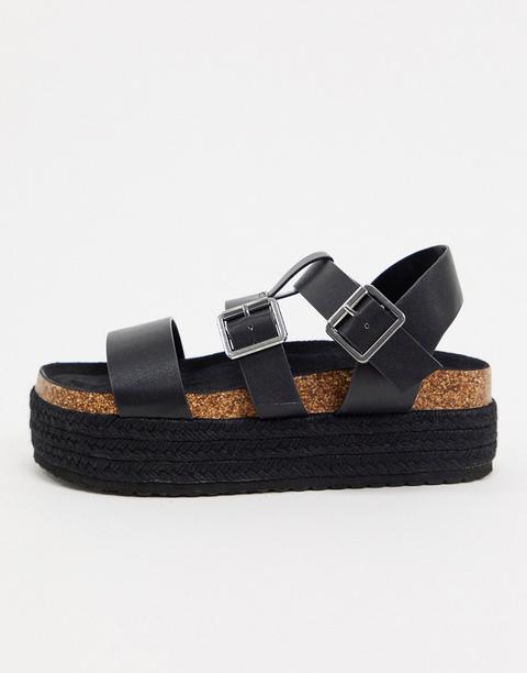Asos Design Tanner Chunky Espadrille Flatforms In Black