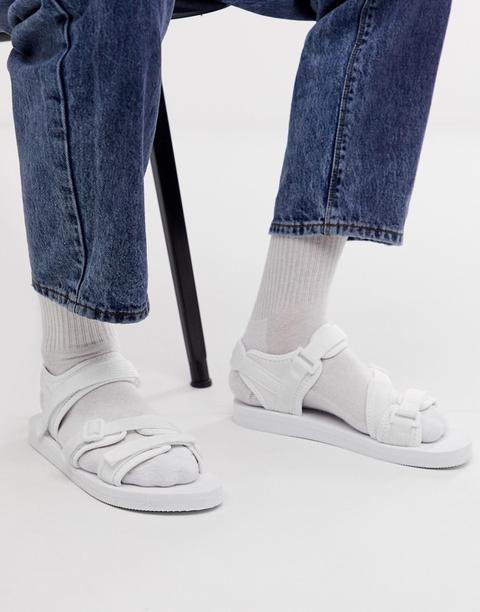 Asos Design Tech Sandals In White With Tape Straps