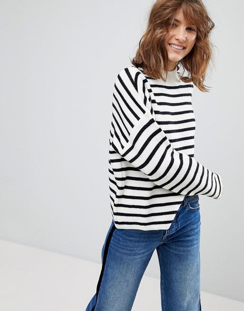 Stradivarius Stripe High Neck Jumper