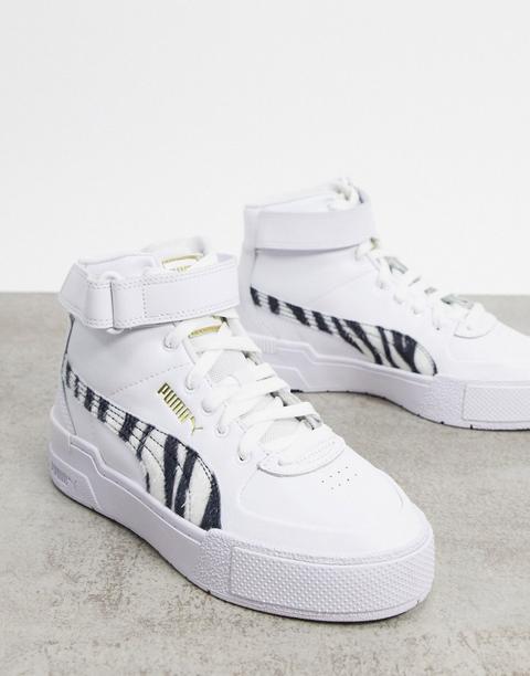 Zapatillas Hi-top Con Diseño De Cebra En Blanco Cali Sport Exclusivas En Asos De Puma