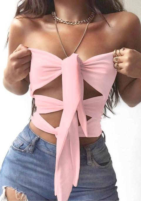 Vest Cravatta Di Arco Senza Colletto Rosa