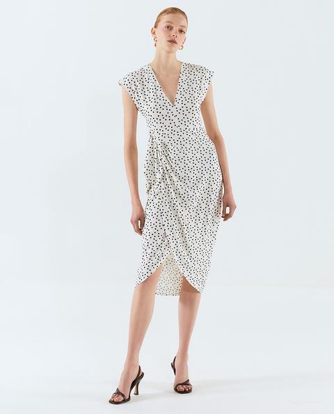 Sfera - Vestido Drapeado De Lunares from Sfera on 21 Buttons