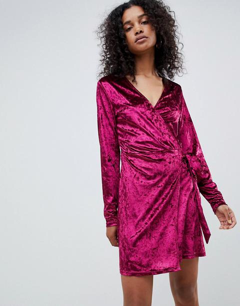 Unique 21 Velvet Wrap Dress-red