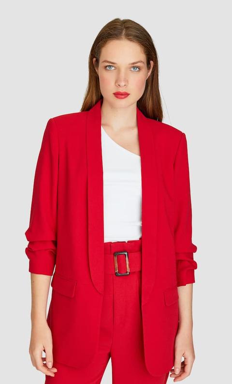 Blazer Con Manica Pieghettata Rosso