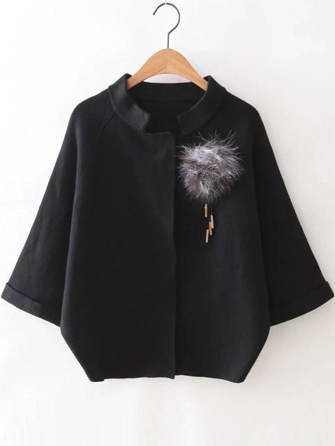 Cappotto Maglione Maniche A Raglan - Nero