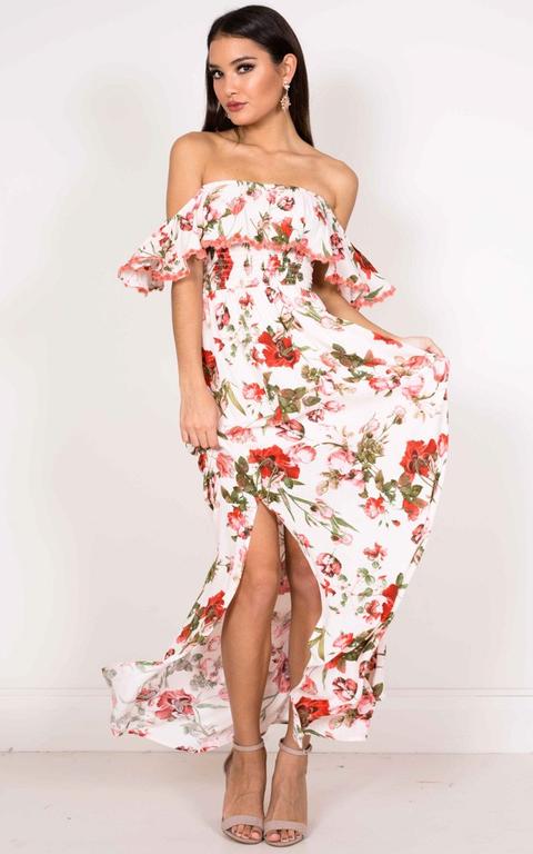 Wandering Wonder Floral Dress In White