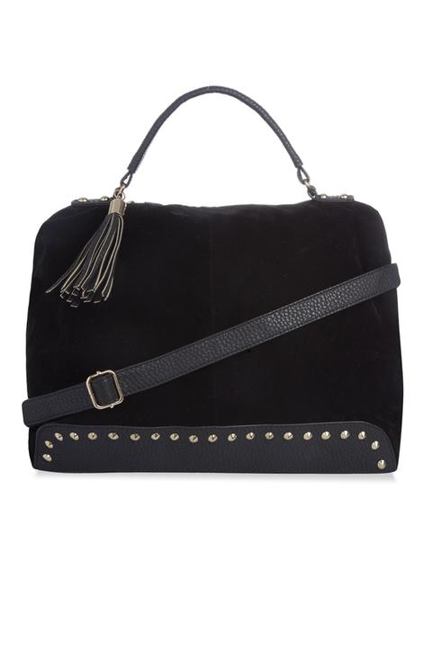 Bolso De Efecto Ante Con Tachuelas Negro