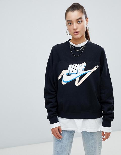 Nike - Archive - Schwarzes Sweatshirt Mit Kritzel-logo - Schwarz