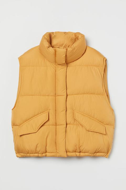 Chaleco Puffy Con Cuello Alto - Amarillo