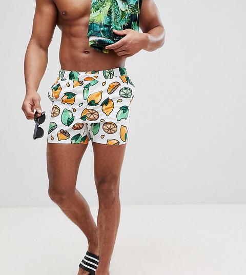 Shorts De Baño Cortos Con Estampado Cítrico De Asos Tall