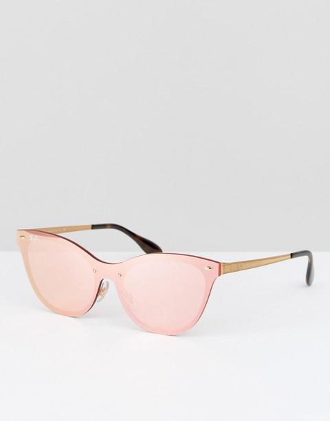 Ray Ban - Occhiali Da Sole A Occhi Di Gatto Con Lenti Piatte Rosa A Specchio - Rosa