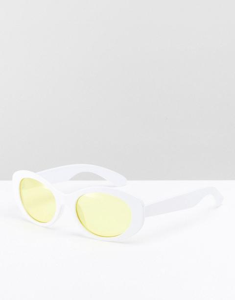 Gafas De Sol Ovaladas Blancas Con Lentes Amarillas De Asos